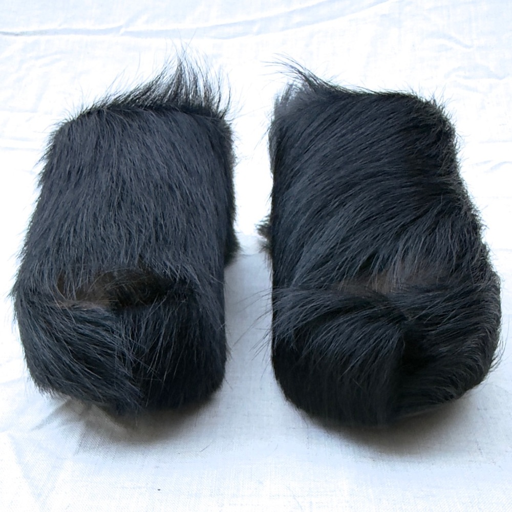 Black Calf Hair-on-Hide Platform Open-toe Mules - Picture 4 of 12